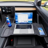 适用于乐道L60 L90车载折叠小桌板前排办公笔记本架后座写字餐桌