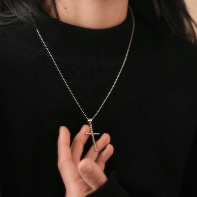 黑门925银项链十字架项链