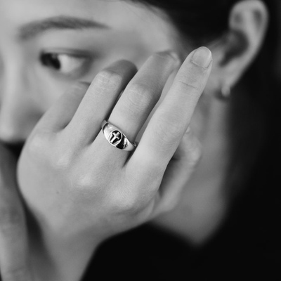 HM黑门黑暗荣耀十字架银戒指