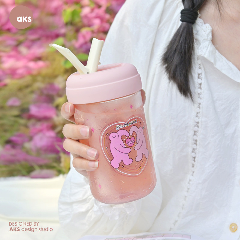 AKS X  Mr.BuBBLeS 吸管杯女生tritan塑料水杯高颜值咖啡杯杯子