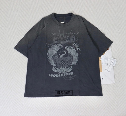豪德玛visvi 23AW JUMBO CRASH WORLD TOUR做旧仙鹤短袖T恤