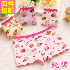 包邮2-3-4-5-6-7-8-9-10-11-12岁全纯棉女童孩子卡通四角平角内裤