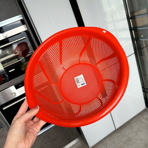 淘米篮果蔬筐厨房家用细孔滤水筛菜篮子圆形塑料带耳可悬挂沥水篮