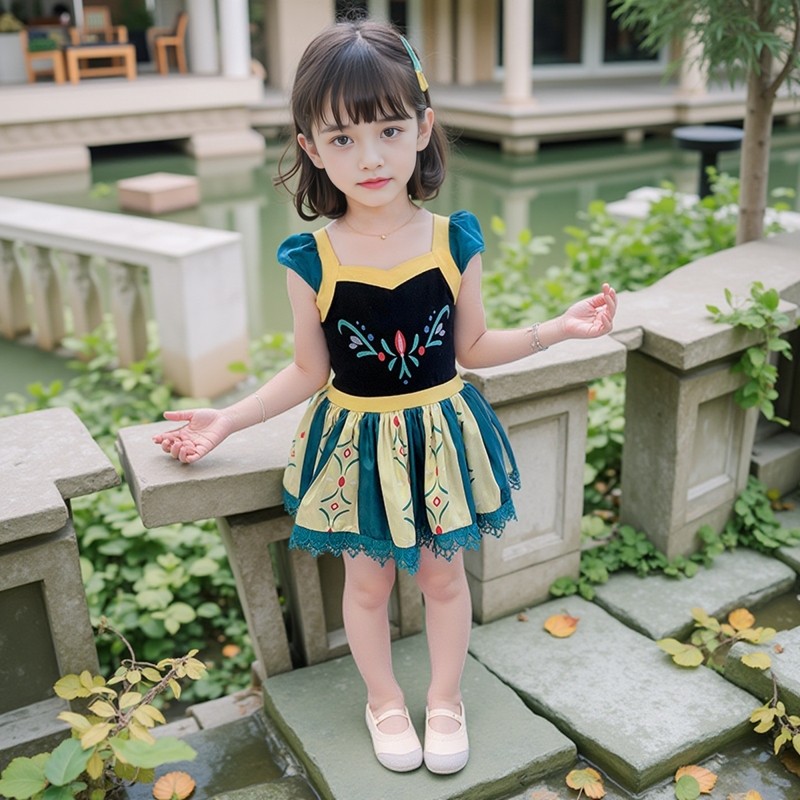 哪咤衣服韩版女童舞蹈裙夏季公主芭蕾舞连衣裙蓬蓬裙短袖演出服