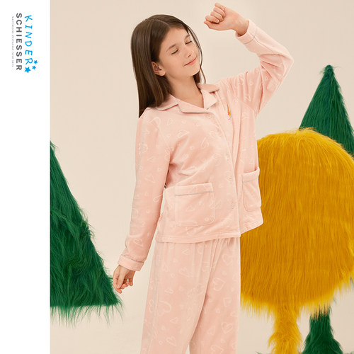 舒雅奥莱女童超柔绒睡衣家居套装