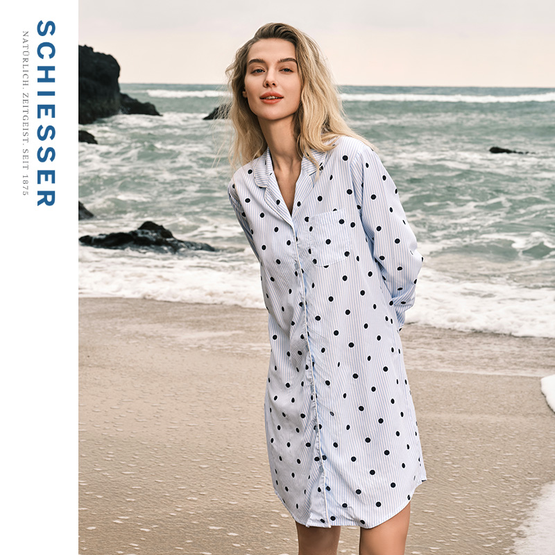 舒雅女士轻薄爽滑连衣裙家居睡裙