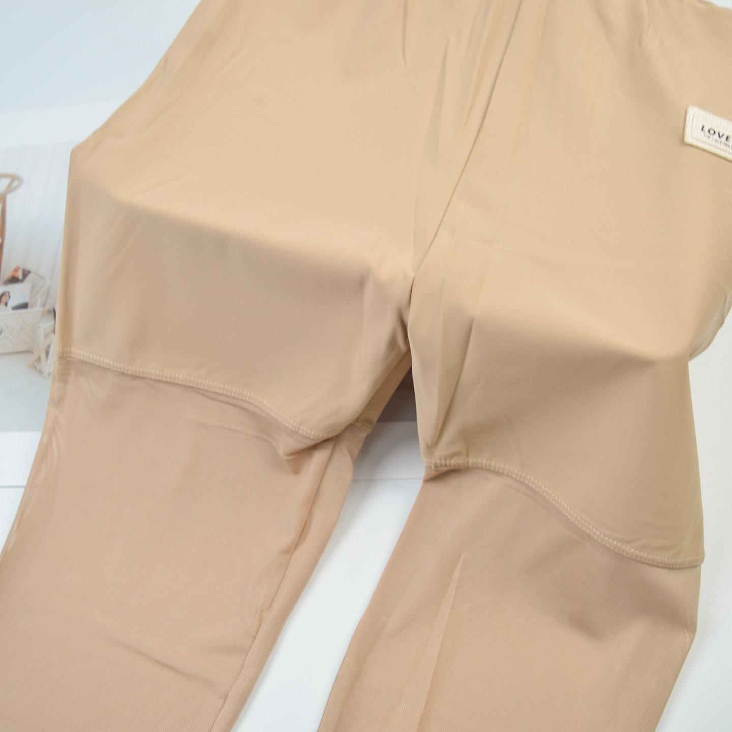 高腰拼接网纱打底裤女春夏薄款修身显瘦加肥加大码透肉色九分长裤