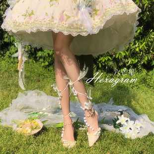绕腿藤蔓 日常百搭洛丽塔高跟鞋 {铃兰鞋 }六芒星原创lolita手作lo鞋