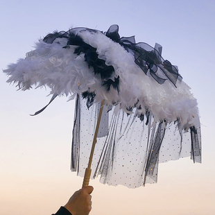 {天鹅之梦}六芒星原创lolita手作洛丽塔茶会花嫁古典玩偶羽毛lo伞