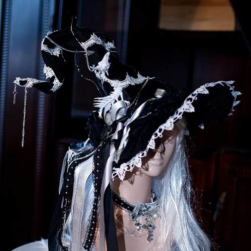 洛丽塔万圣节龙骨魔女巫师帽