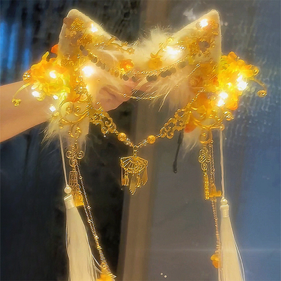 原创手作兽耳发光发箍头饰