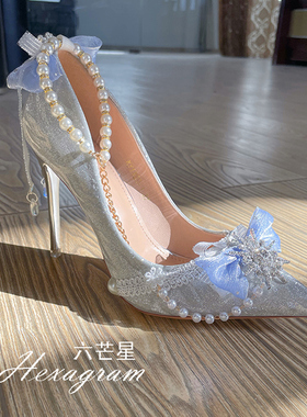 [深海医院]六芒星原创lolita手作lo鞋沉汐浮光万象细闪亮片高跟鞋