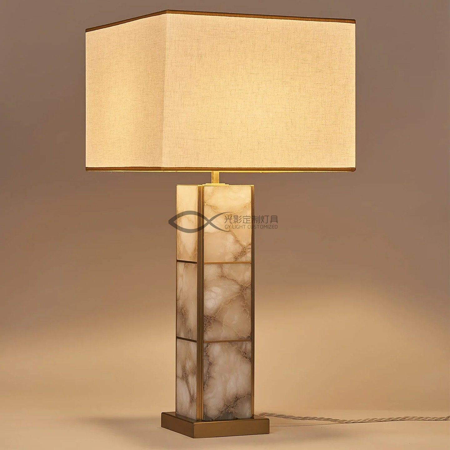 天然云石台灯轻奢高级感设计师客厅酒店床头灯卧室简约别墅现代灯