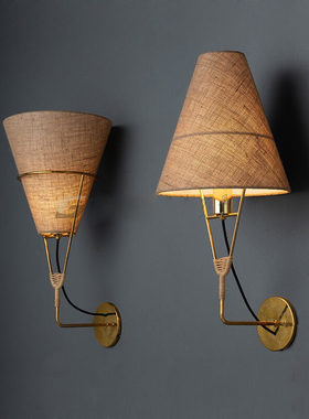 Sconces Auböck Carl中古风民宿亚麻布壁灯上海法式酒店背景墙灯