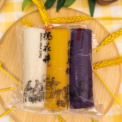 槐花井侯家年糕特产水磨年糕片手工三色年糕条3条装