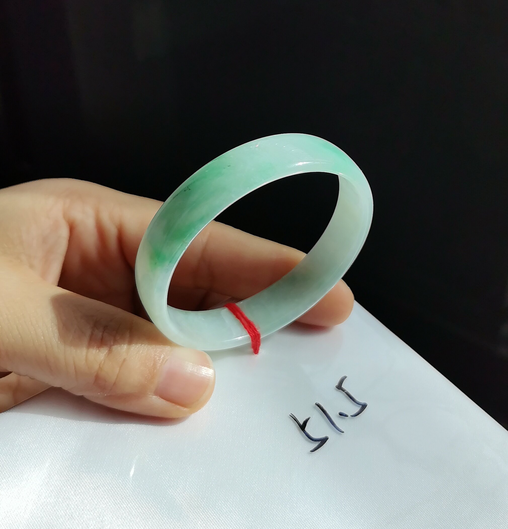 正品缅甸翡翠天然A货玉镯中福手镯微瑕捡漏带证书圈口51.5