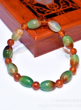 红玛瑙米珠手链红绿孔雀梦幻玛瑙手串直播电商景区地摊货源批发