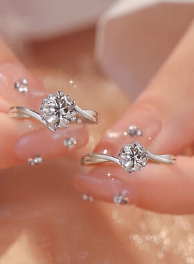 1克拉雪花扭臂仿莫桑石戒指女时尚轻奢50分求婚结婚戒指 厂家批发