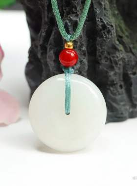 天然和田玉白玉吊坠平安扣玉石玉器珠宝玉挂坠男女羊脂白玉高端