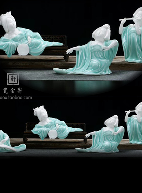 雅致明清古典风美女手绘工艺品