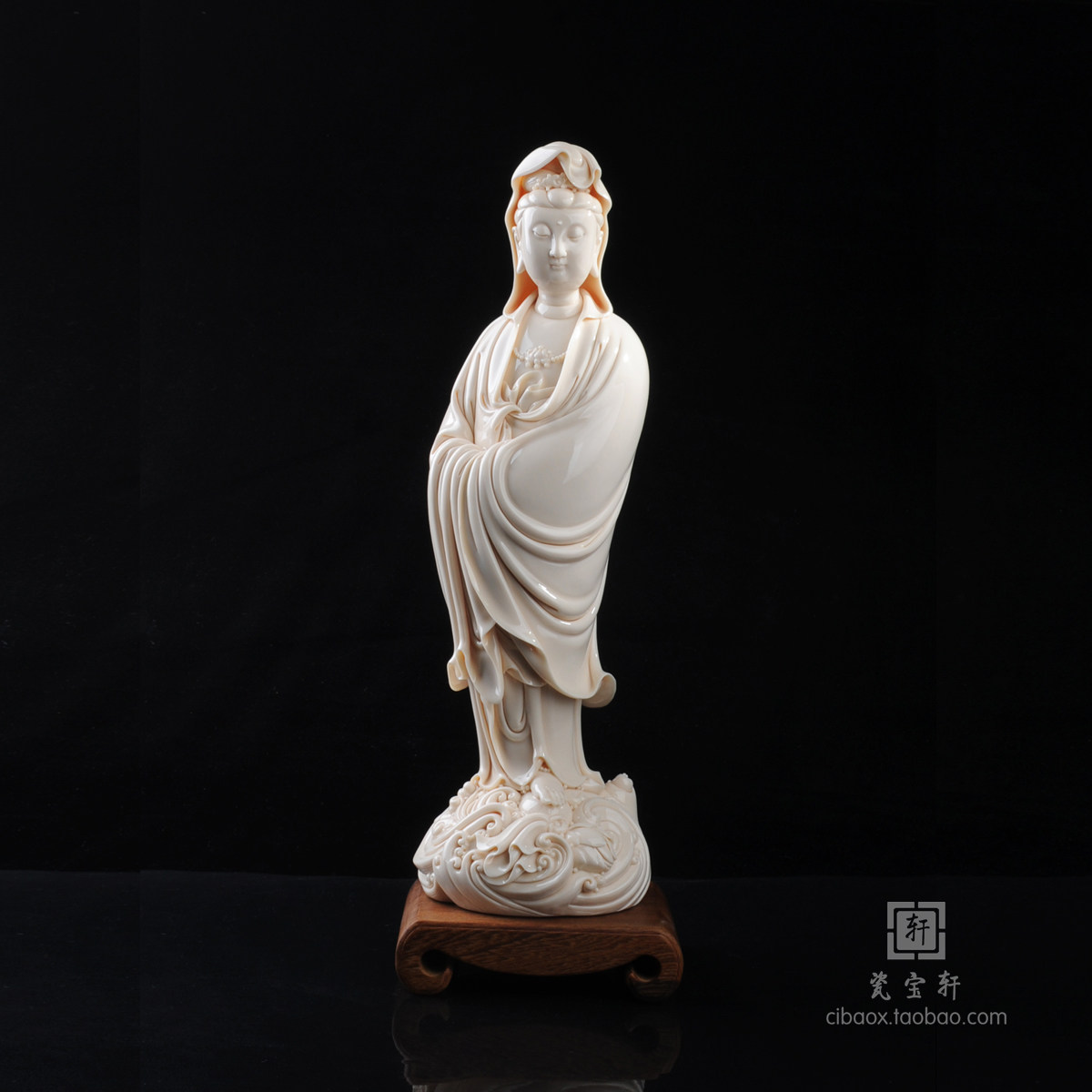 渡海观音德化陶瓷张祥琦大师名家收藏观音家居佛像摆件办公室桌面