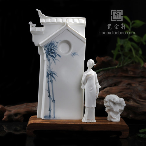 竹之语 德化白瓷古典美女人物 家居客厅开业生日工艺礼品摆件 - 封面