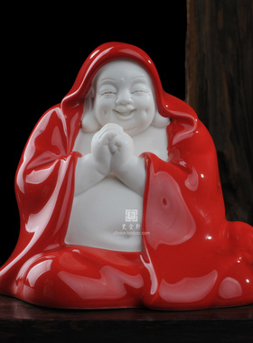 红釉摆件招财喜庆可爱风德化瓷