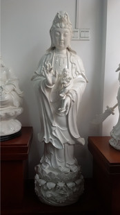 观世音1.28米送子观音 德化陶白瓷送子观世音 供奉送子观音摆件