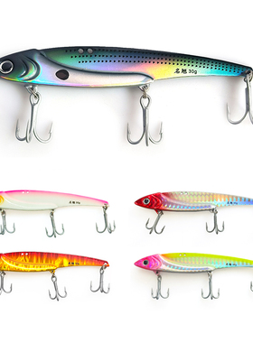 外贸新款烫金30克铅包不锈钢片3钩长款VIB金属亮片路亚饵VMC鱼钩