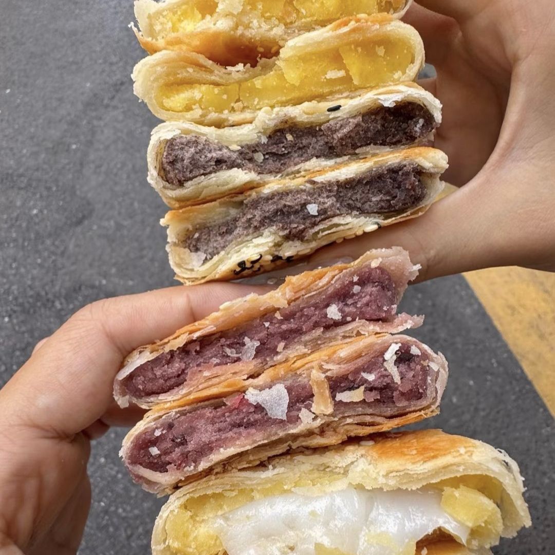 大士院谢师傅手工绿豆饼糯米红枣饼无糖紫薯咸蛋黄饼正宗网红代购