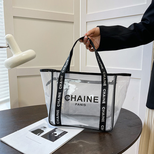 极简洋气透明托特包2026新款防水化妆包洗漱包轻便旅行沙滩包手提