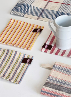 Re：collect 手织老布杯垫 原创餐具隔热垫 日系拍摄道具手作礼物