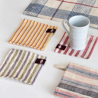 Re：collect 手织老布杯垫 原创餐具隔热垫 日系拍摄道具手作礼物