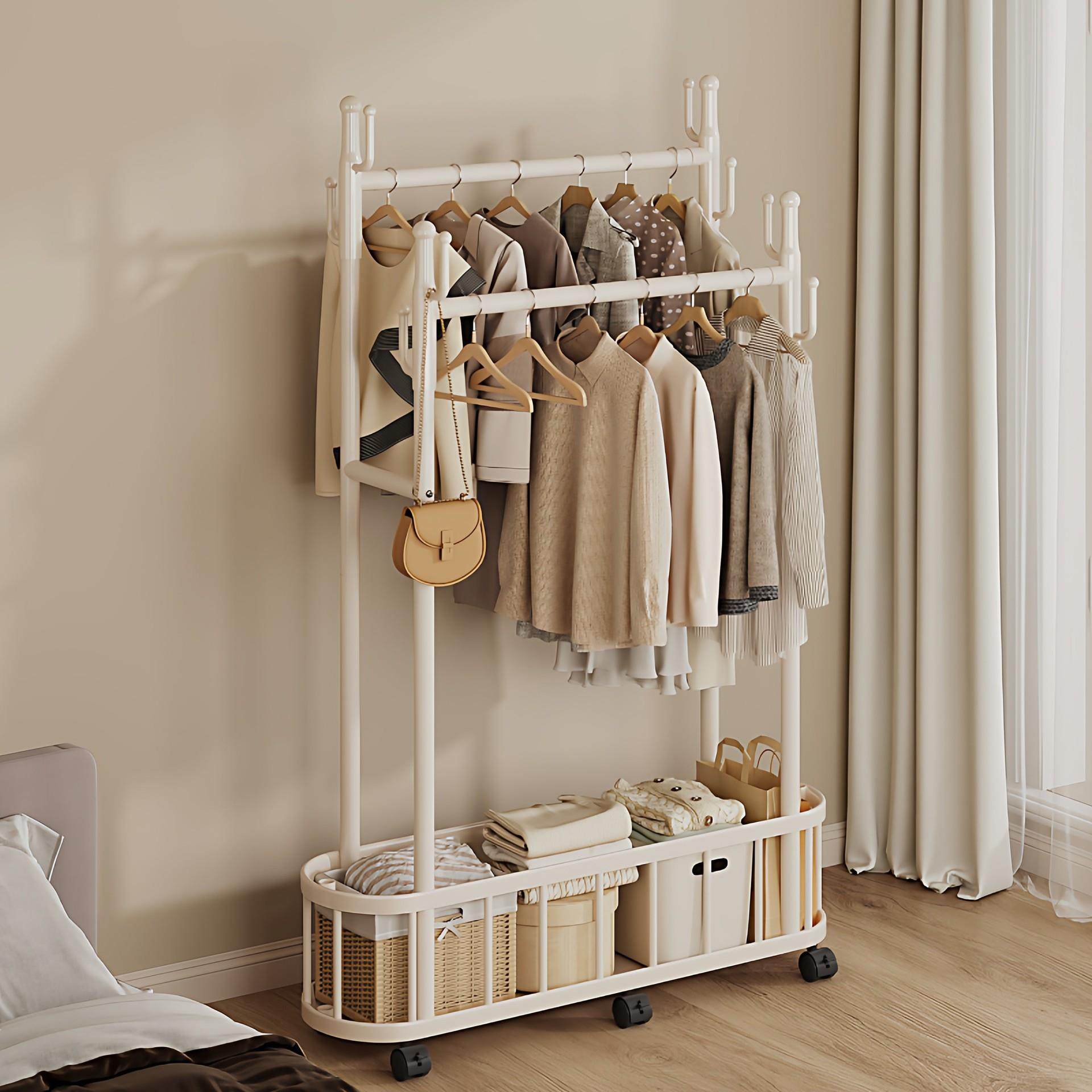 加粗挂衣架落地卧室内衣帽架宿舍小型简易家用衣服收纳晾衣架移动,收纳整理,植绒衣架/布衣架,淘宝优惠券,粉丝福利购,淘宝优惠卷