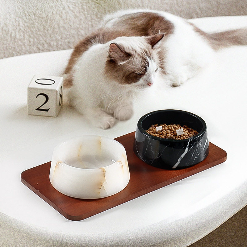 天然大理石猫狗粮盆通用宠物碗