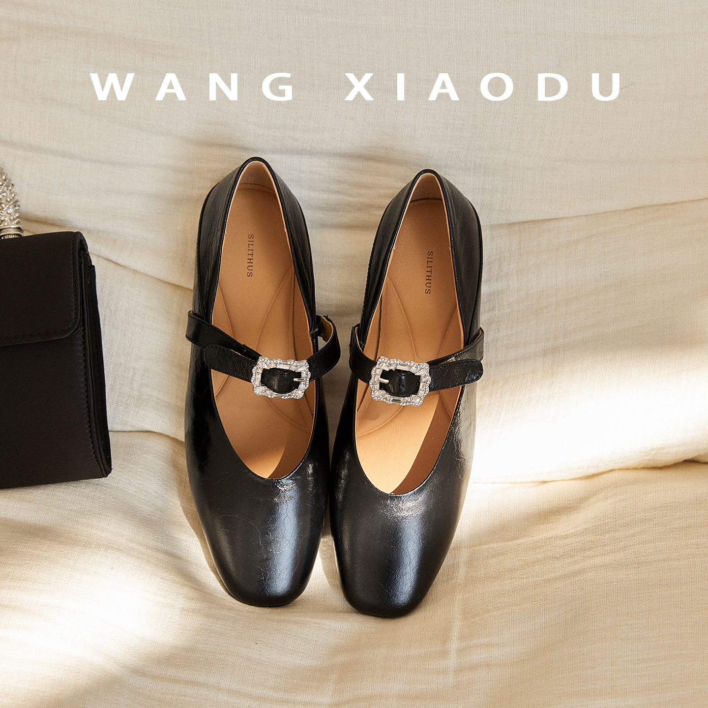 【王小毒】星河入梦●3cm内增高玛丽珍鞋女真皮复古水钻方扣