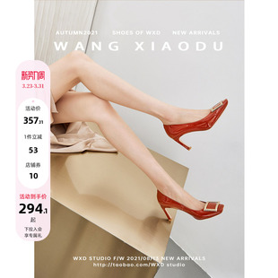 太女人7cm方头漆皮细高跟鞋 纵你欢心 女真皮增高单鞋 王小毒