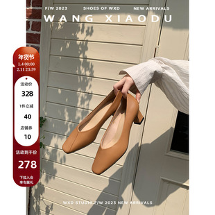 【王小毒】享受片刻●奶奶鞋羊皮浅口通勤单鞋女粗跟真皮复古女鞋