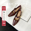 女粗跟复古浅口单鞋 原创 小方头玛丽珍鞋 巴黎小金豆 王小毒