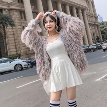网红百搭毛衣外套 彩色毛毛流苏长袖 时尚 针织衫 女2019秋季 开衫 韩版