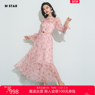 法式 新款 优雅度假绣花波点网纱连衣裙长裙女减龄气质 STAR夏季