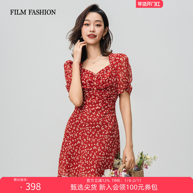 一电影一时装2025夏季新款复古碎花连衣裙女短裙恋夏风法式度假,女装/女士精品,连衣裙,淘宝优惠券,粉丝福利购,淘宝优惠卷