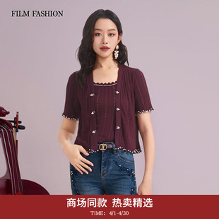 2026夏季 一电影一时装 商场同款 两件套 开衫 毛织上衣女士 新款