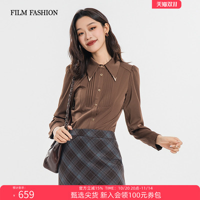 一电影一时装冬季新款特工衬衫女士法式洋气独特高级好看漂亮气质