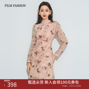 一电影一时装冬季新款新中式旗袍蕾丝连衣裙女士婚宴气质改良大气