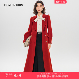 【反季清仓】一电影一时装冬季羊毛双面呢毛呢大衣外套中长款女士