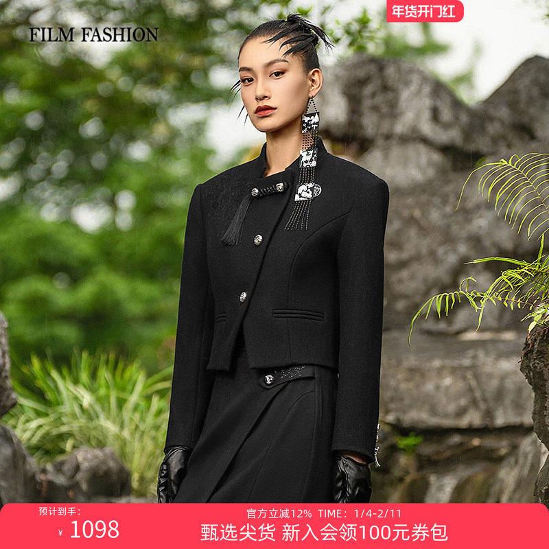 一电影一时装冬季新中式改良100%绵羊毛外套短外套女,女装/女士精品,毛呢外套,淘宝优惠券,粉丝福利购,淘宝优惠卷
