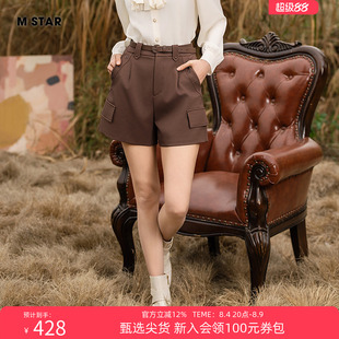 M STAR春季新款复古气质高腰美拉德工装短裤女今年流行的裤子