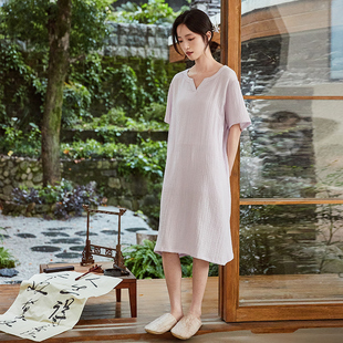 睡裙顶呱呱 顶瓜瓜睡裙女夏季 纯棉短袖 睡衣宽松大码 家居服V领短袖