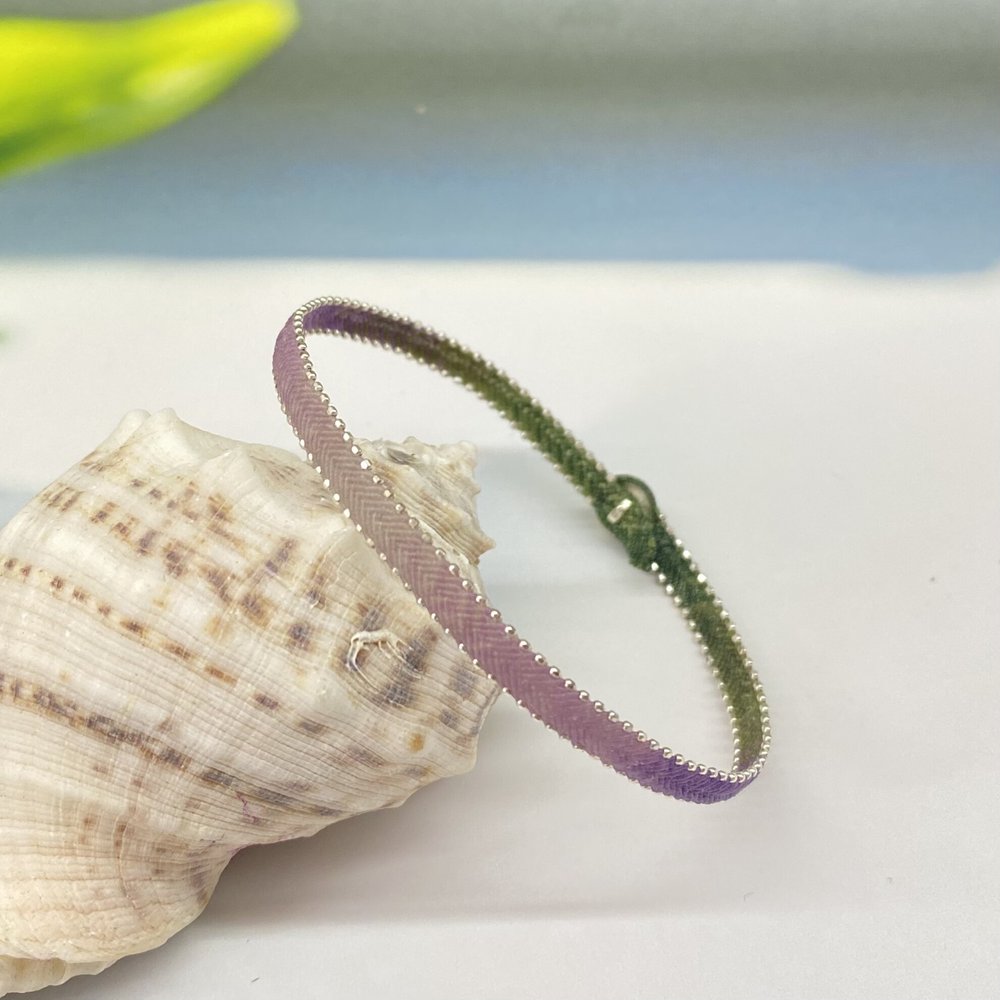 手工编织0.1段染渐变极细蜡线纯银芝麻珠表带手链戒指可定制女生